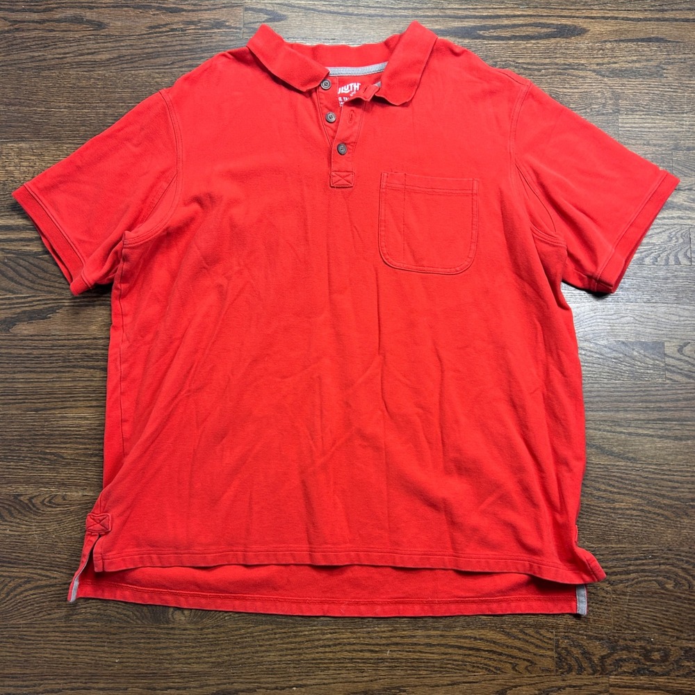 Duluth Trading Co Mens 2XL Tall Red Relaxed Fit Short Sleeve Pocket Polo Shirt